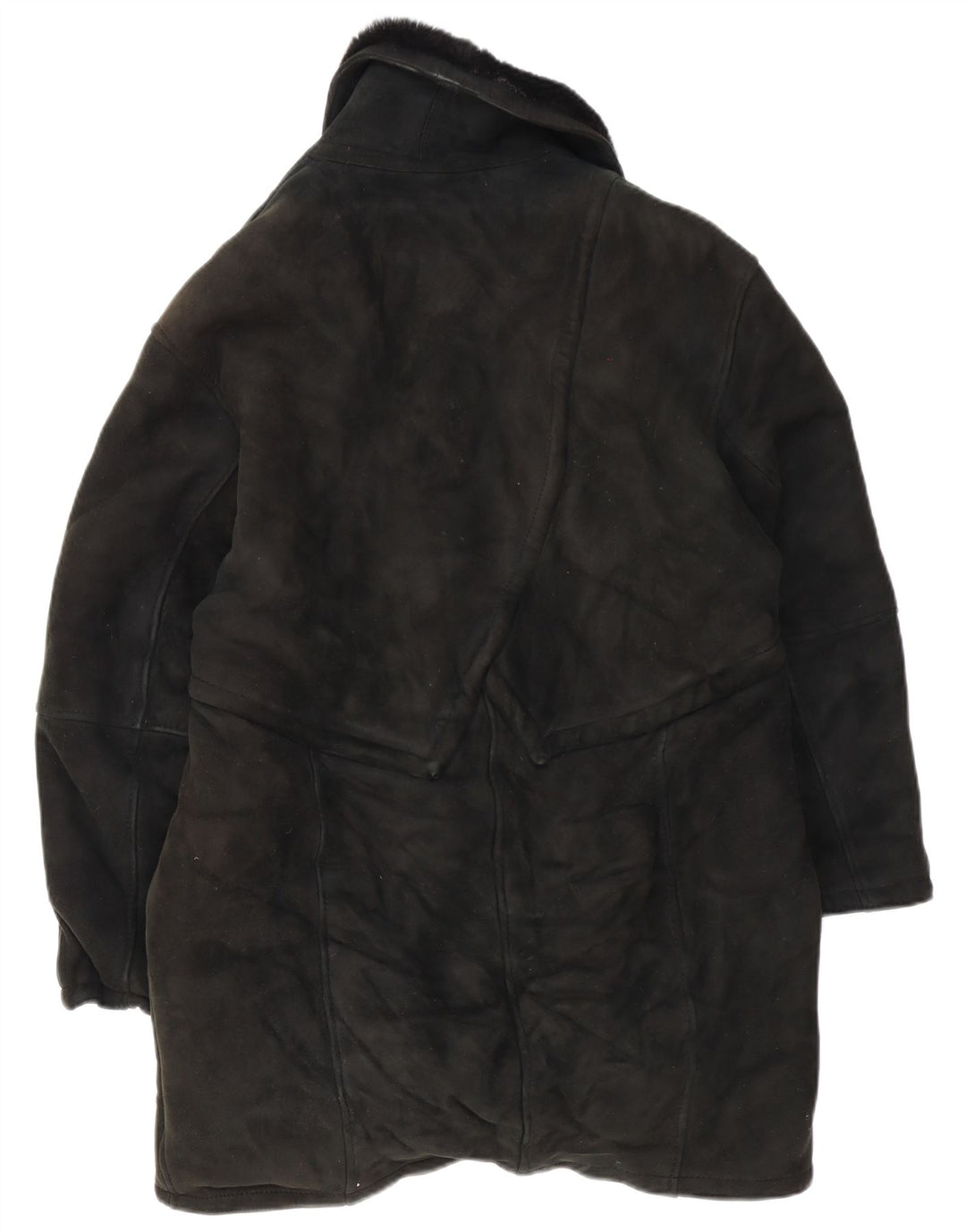 Palton supradimensionat din shearling vintage pentru femei IT 46 mare, negru, din shearling