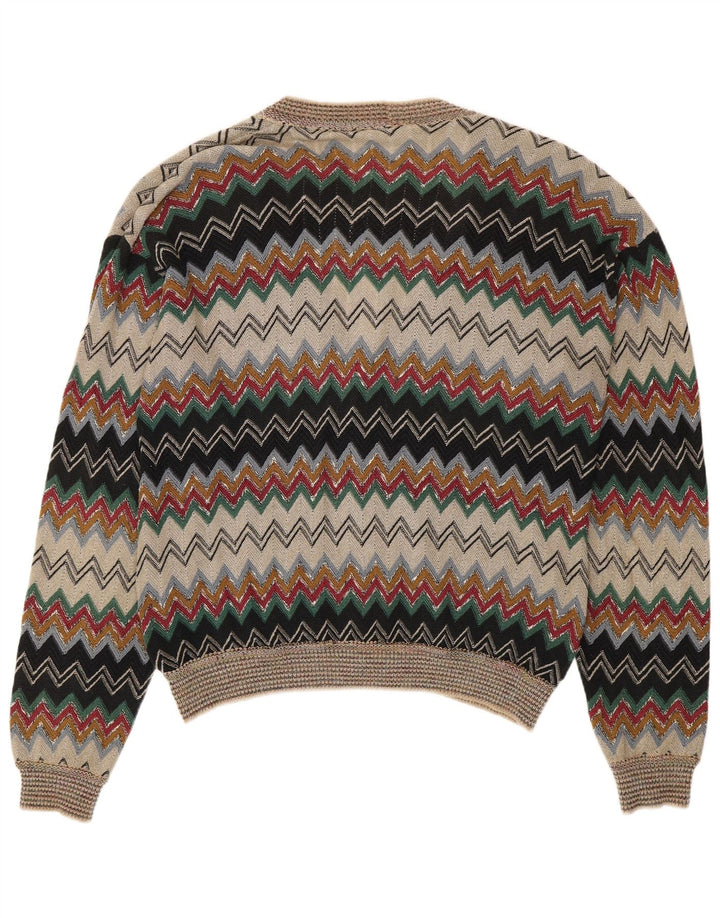 Pulover Vintage pentru bărbați cardigan IT 50 Mediu Multicolor Chevron In