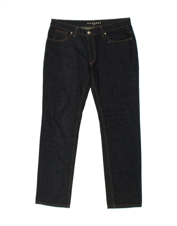 RICHMOND Womens Straight Jeans W38 L35 Navy Blue Cotton Vintage Richmond and Second-Hand Richmond from Messina Hembry 