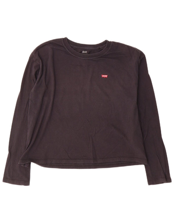 Crop Top pentru femei Levi's cu mânecă lungă UK 14 Medium Bluemarin Bumbac