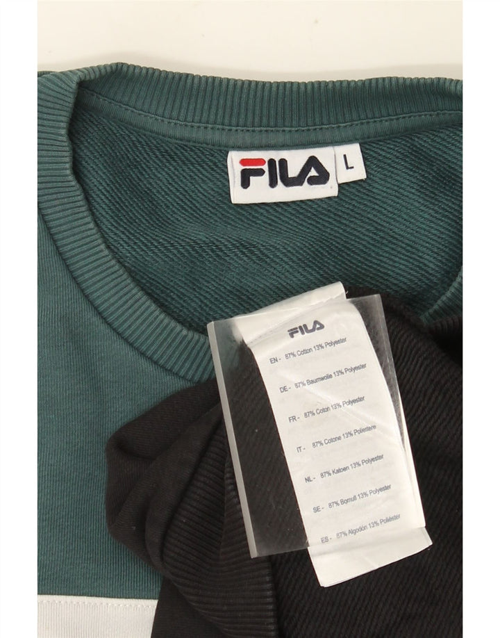 Pulover Fila pentru bărbați, mare, negru, color block, bumbac