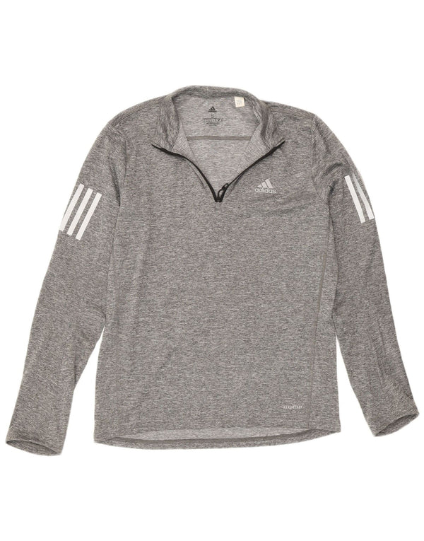Adidas pentru bărbați Aeroready Zip Neck Top cu mânecă lungă, mici, gri, pete sport