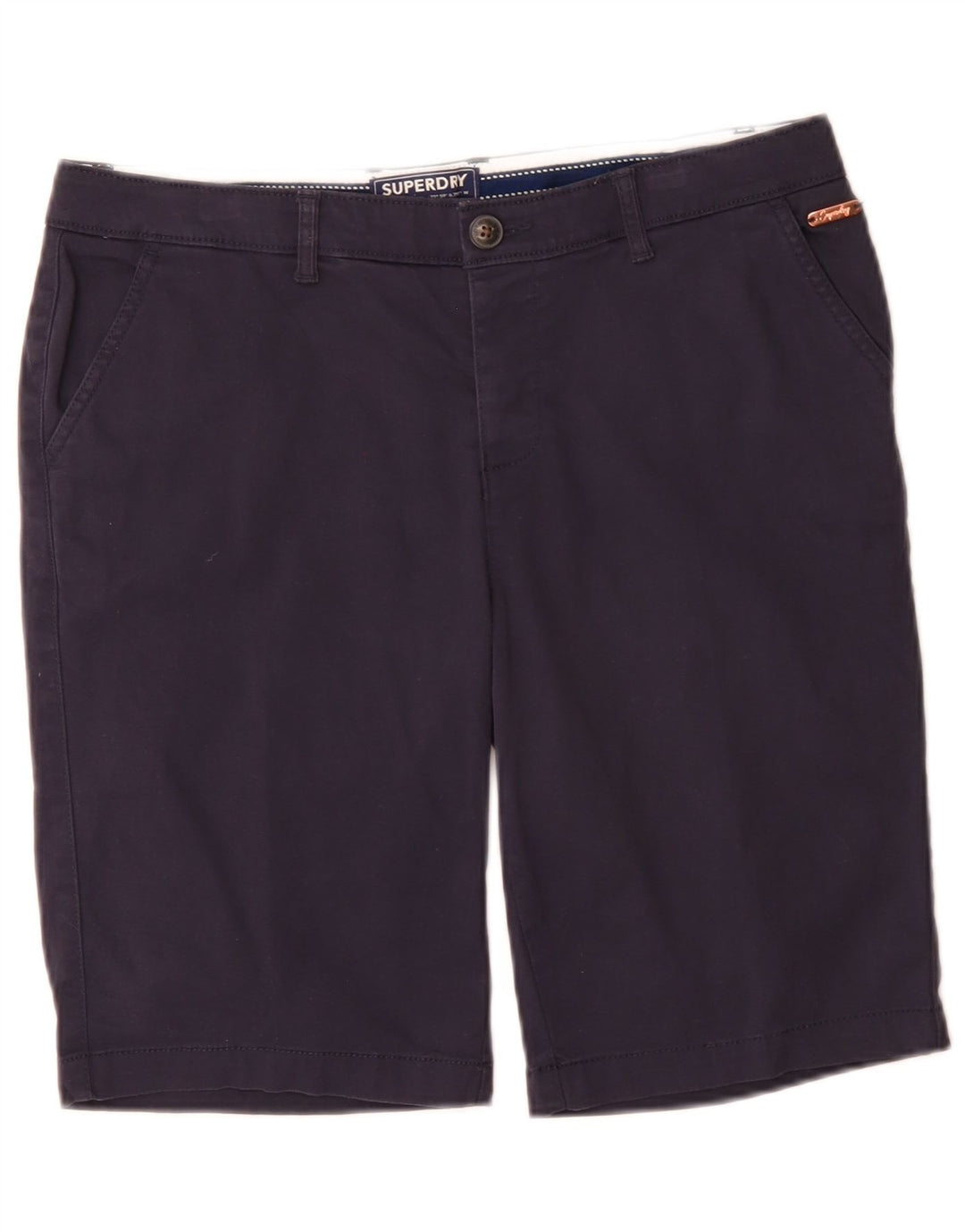 Pantaloni scurti Chino Regular Superdry pentru femei UK 12 Medium W32 Bumbac bleumarin