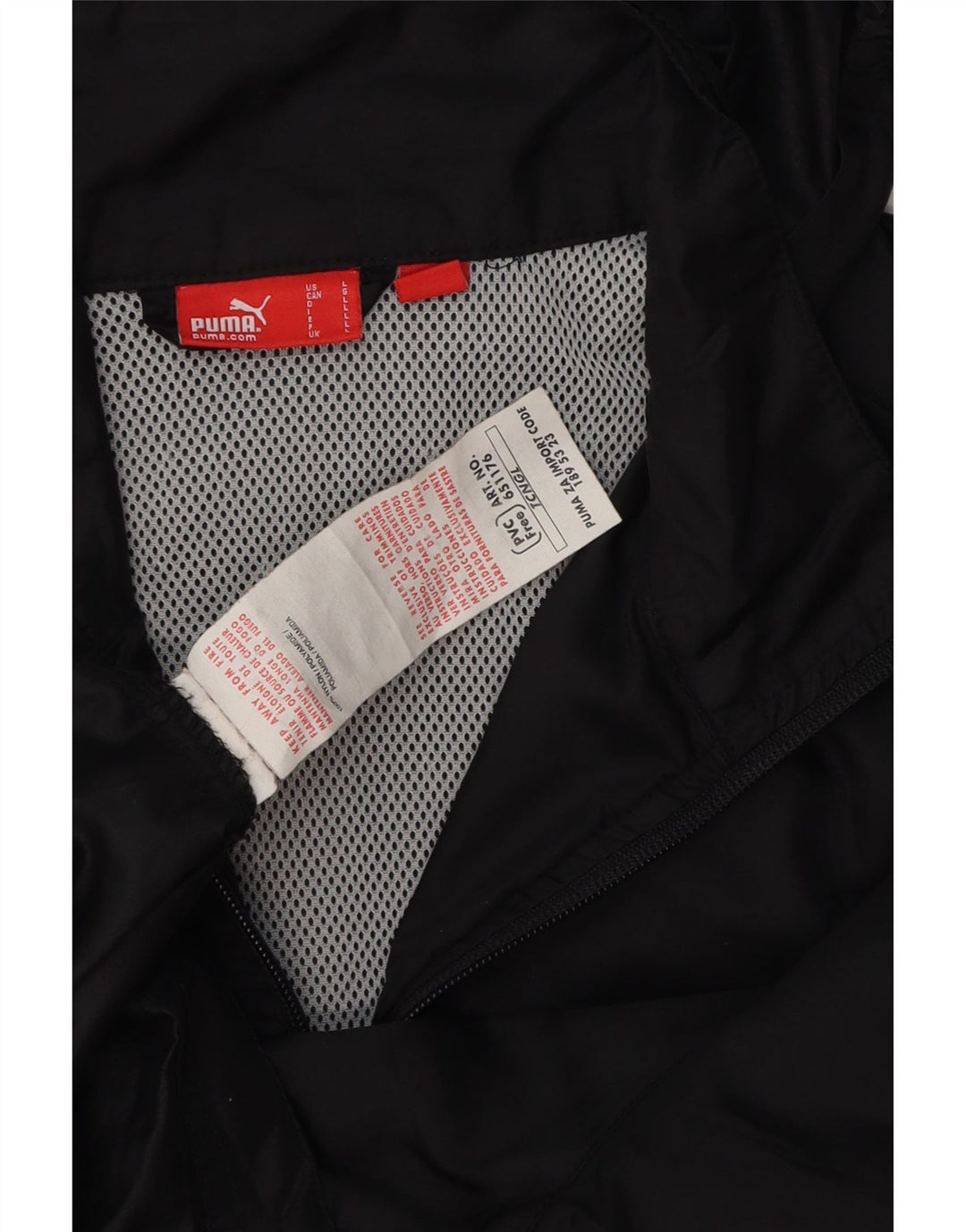 Jachetă de ploaie cu glugă PUMA pentru bărbați UK 42, mare, neagră, poliamidă color bloc