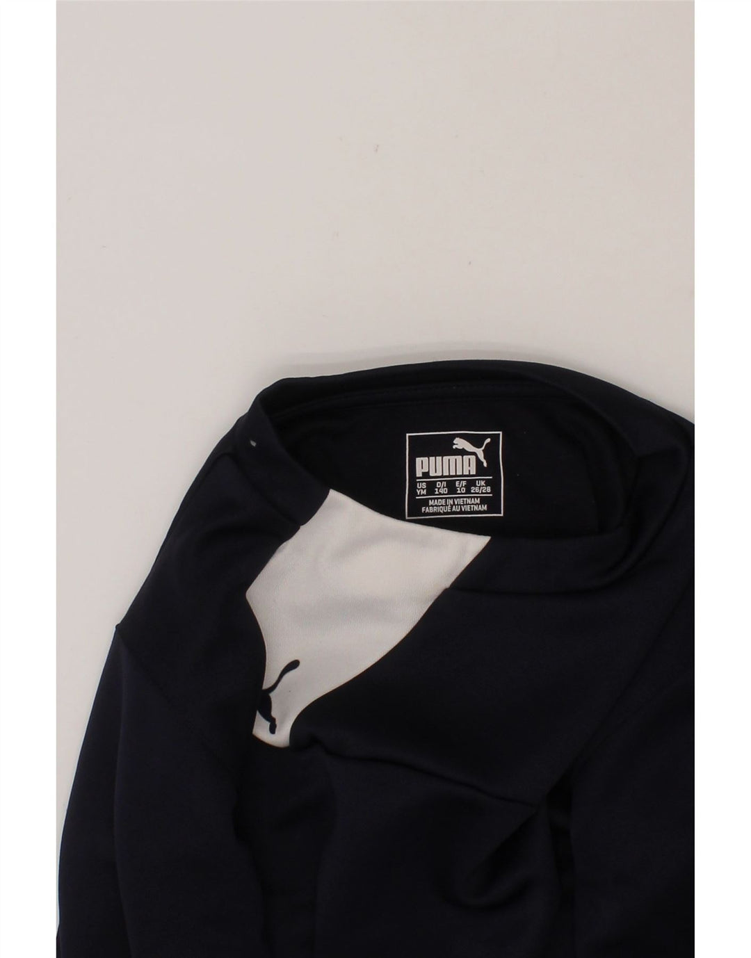 PUMA Boys Top Long Sleeve 9-10 Years Navy Blue Colourblock Polyester Vintage Puma and Second-Hand Puma from Messina Hembry 