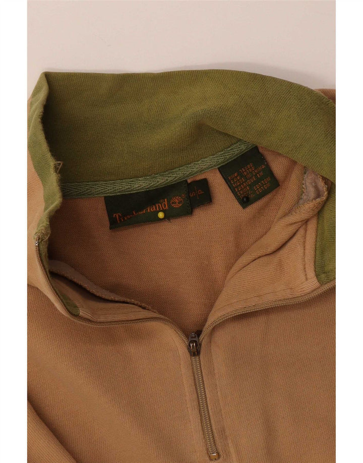 Hanorac pentru bărbați Timberland, cu fermoar, cu gât, din bumbac mic, bej