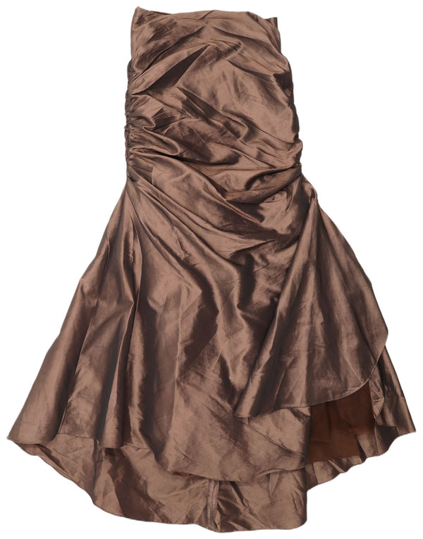 Rochie vintage pentru femei supradimensionate fără bretele UK 8 mic maro poliester