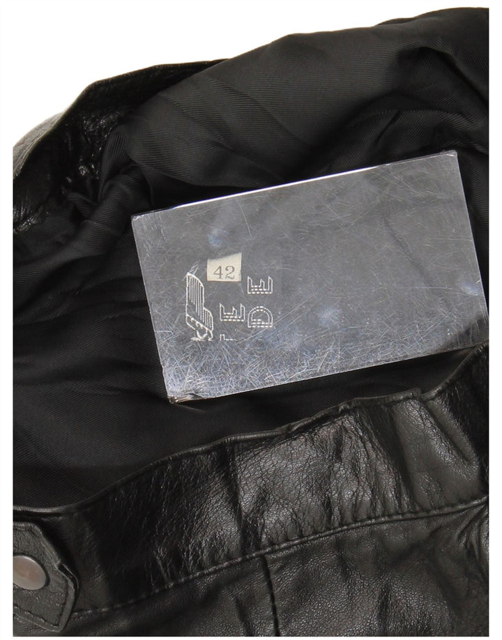 Fusta din piele vintage pentru femei cu talie înaltă IT 42 Medium W24 Negru