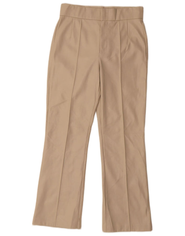 Pantaloni drepti din piele artificială pentru femei Zara Mici L26 L25 Poliester bej