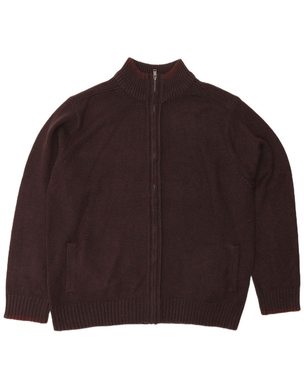 Pulover cardigan pentru bărbați Marks & Spencer, cu o formă regulată, 2XL Bordeaux Poliacrilic