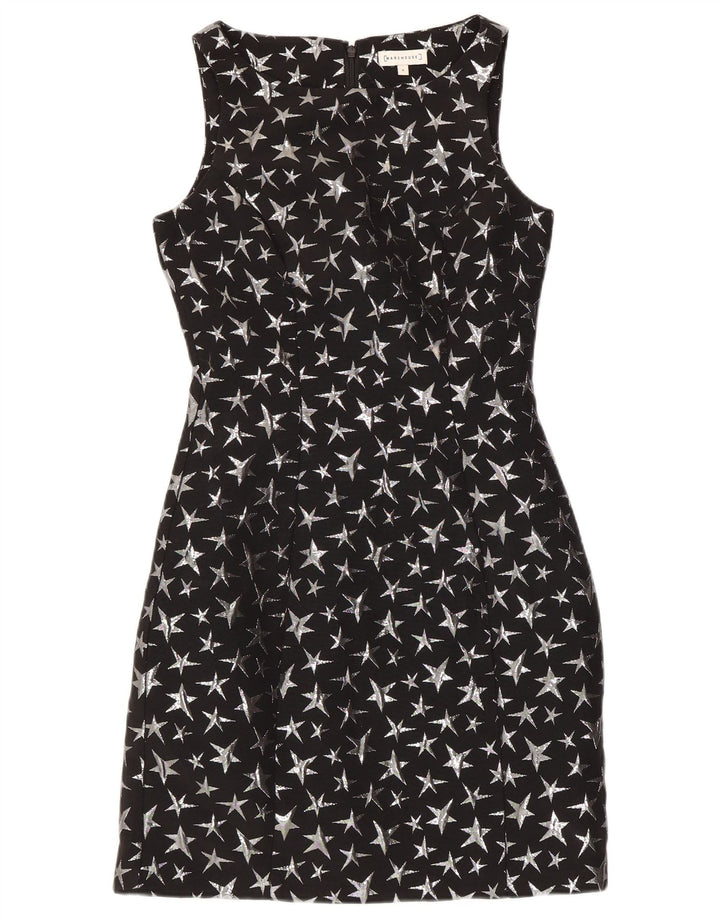 WAREHOUSE Rochie teacă cu model abstract pentru femei UK 8 Small Black