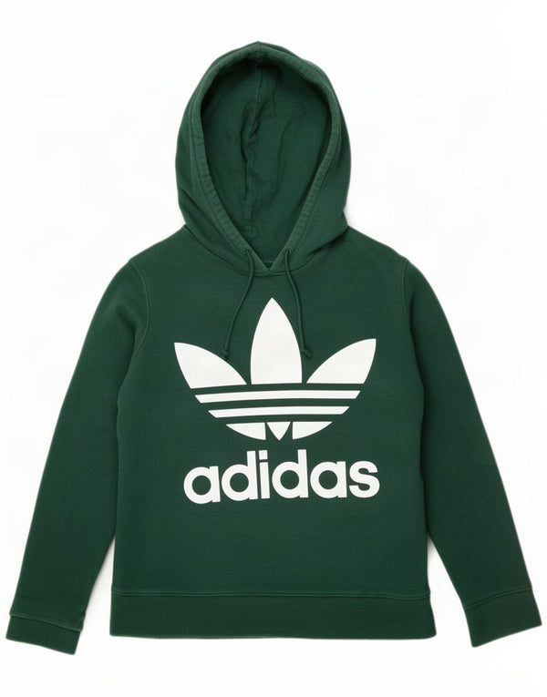 Pulover cu glugă cu grafic Adidas pentru femei UK 14, mare, verde, bumbac