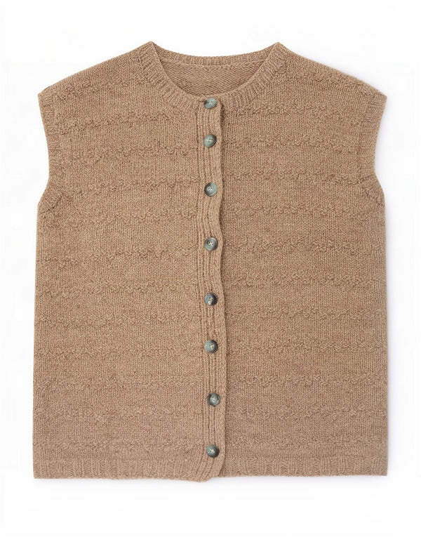 Pulover Cardigan fără mâneci Vintage pentru femei UK 16 Maro mare
