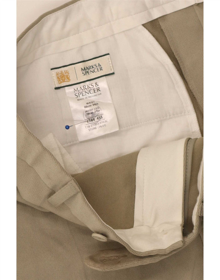 Marks & Spencer Pantaloni drepți pentru bărbați L34 L31 poliester bej