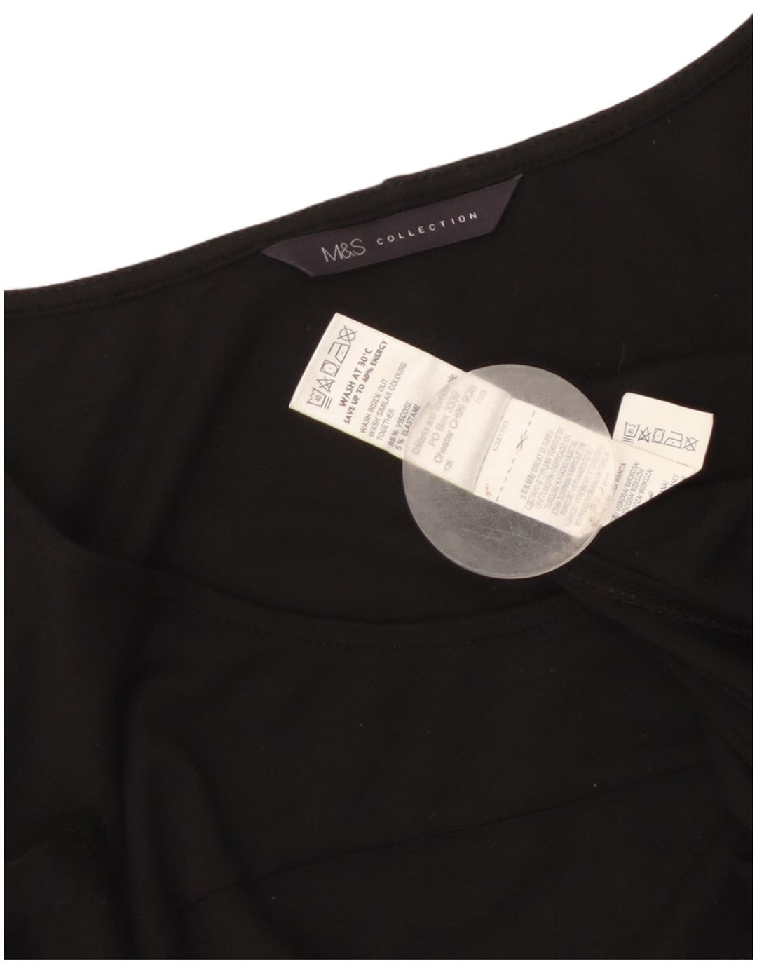 Rochie A-Line pentru femei Marks & Spencer, cu mâneci 3/4, UK 8, mică, neagră, viscoză