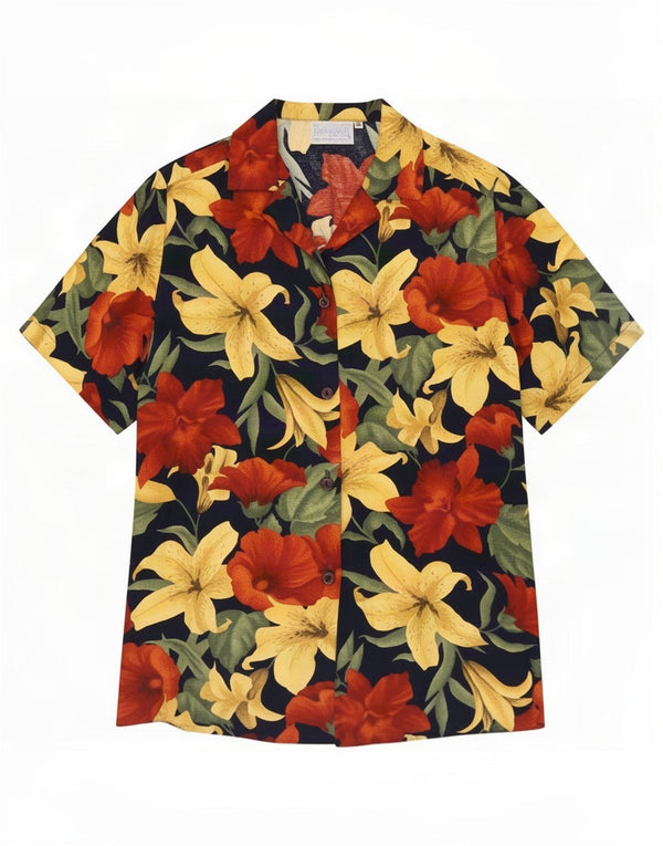 Bluză cămașă cu mânecă scurtă pentru femei Edinburgh UK 10 Mic, multicoloră, florală