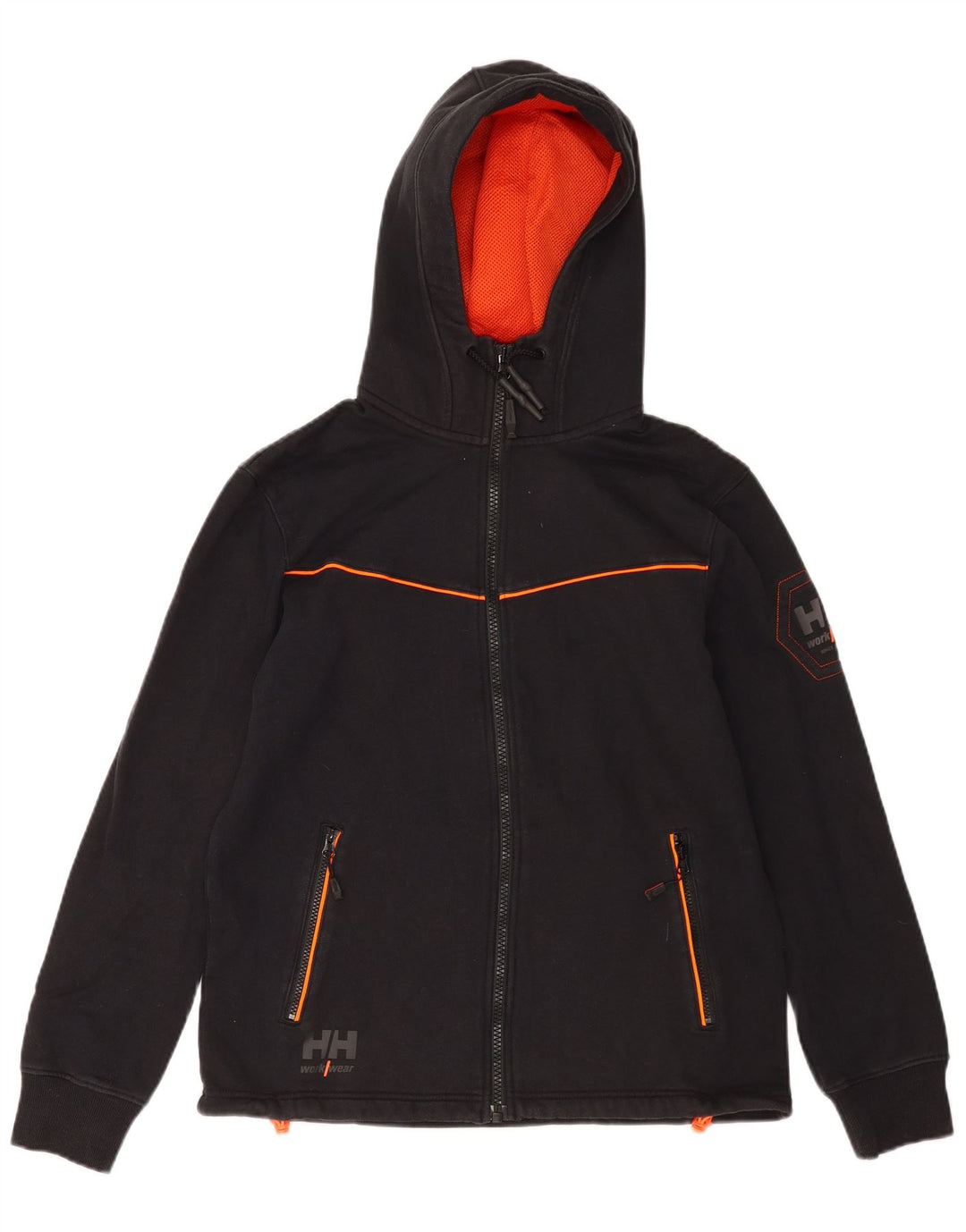 Helly Hansen Pulover cu capota cu fermoar grafic pentru bărbați, bumbac mare, negru