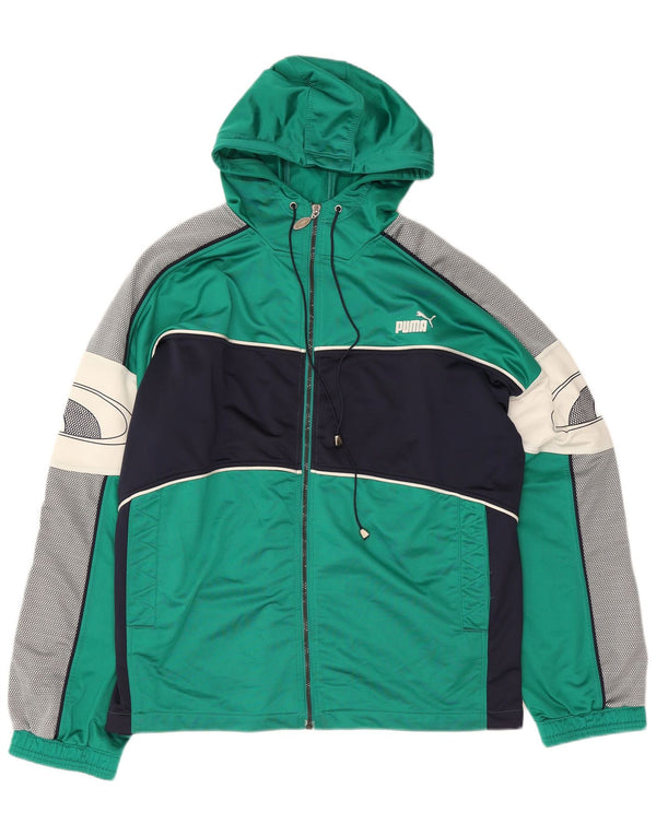 Trening complet cu glugă pentru bărbați Puma, XL, verde, poliester color bloc