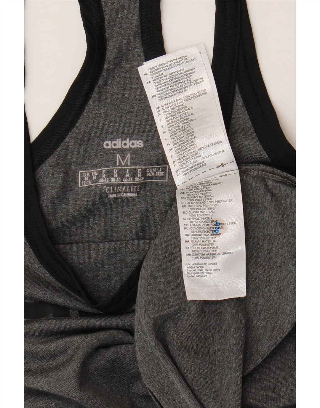 ADIDAS Climalite Graphic Vest Top pentru femei UK 12/14 Medium Gri Poliester