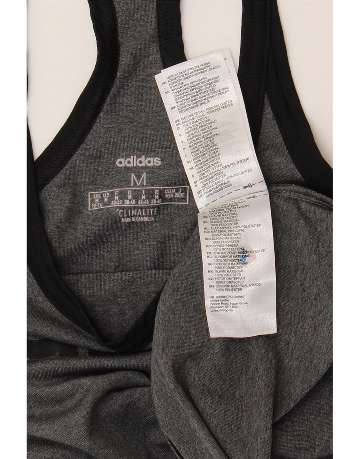 ADIDAS Climalite Graphic Vest Top pentru femei UK 12/14 Medium Gri Poliester