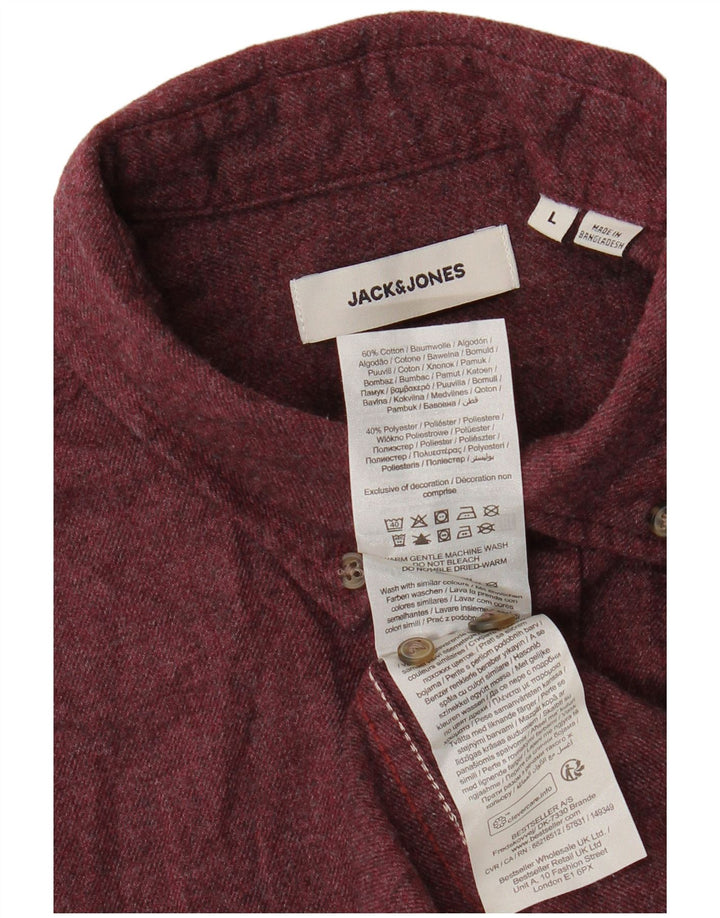 Cămașă de flanel pentru bărbați JACK & JONES, bumbac burgundy mare