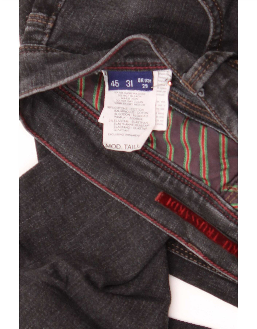 Trussardi blugi drepti pentru bărbați W29 L32 bumbac gri