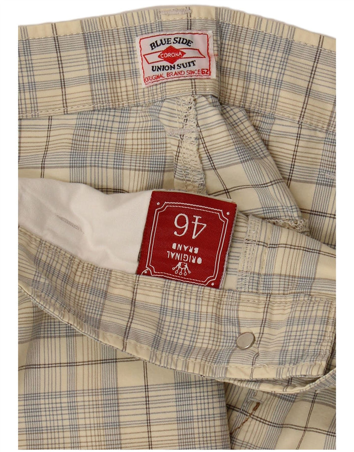 Pantaloni scurți chino pentru bărbați Blue Side IT 46 Small W32 Beige Check Bumbac