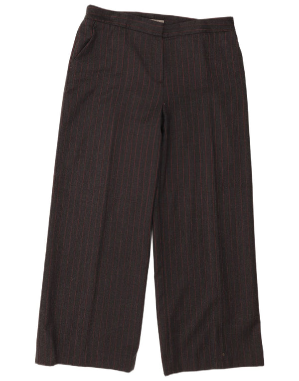 Jaeger Pantaloni casual pentru femei cu picioare largi UK 16 Large W36 L29 Gri cu dungi