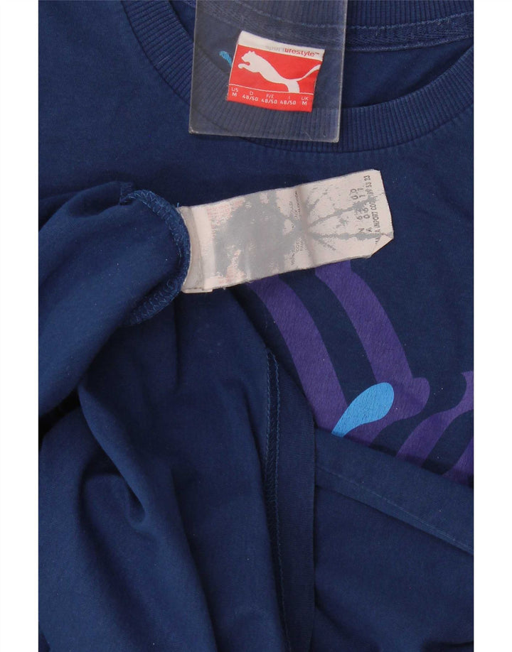 Tricou grafic Puma pentru bărbați Top mediu din bumbac bleumarin