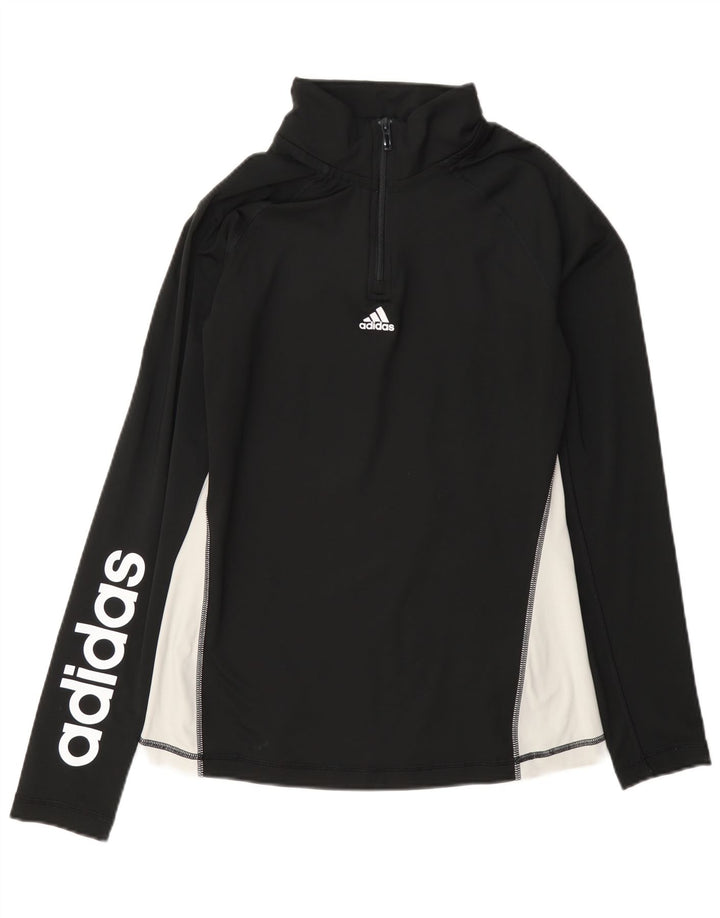 Top de trening cu pulover grafic Adidas pentru femei UK 12/14 Medium Negru