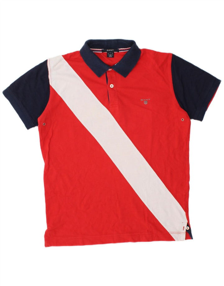 Tricou polo pentru bărbați Gant, mare, roșu, din bumbac color bloc