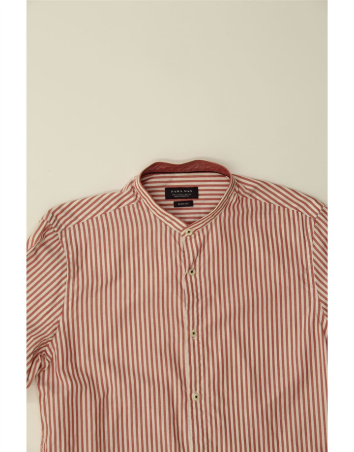 ZARA Mens Slim Fit Shirt Medium Red Pinstripe Cotton Vintage Zara and Second-Hand Zara from Messina Hembry 