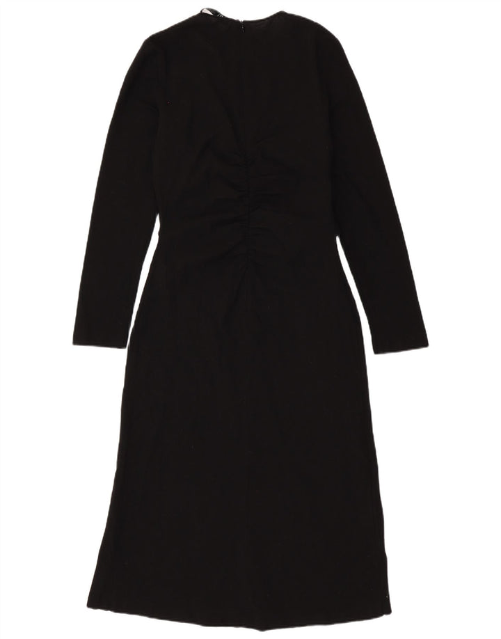Rochie maxi cu mânecă lungă pentru femei ZARA UK 12 Lână neagră medie