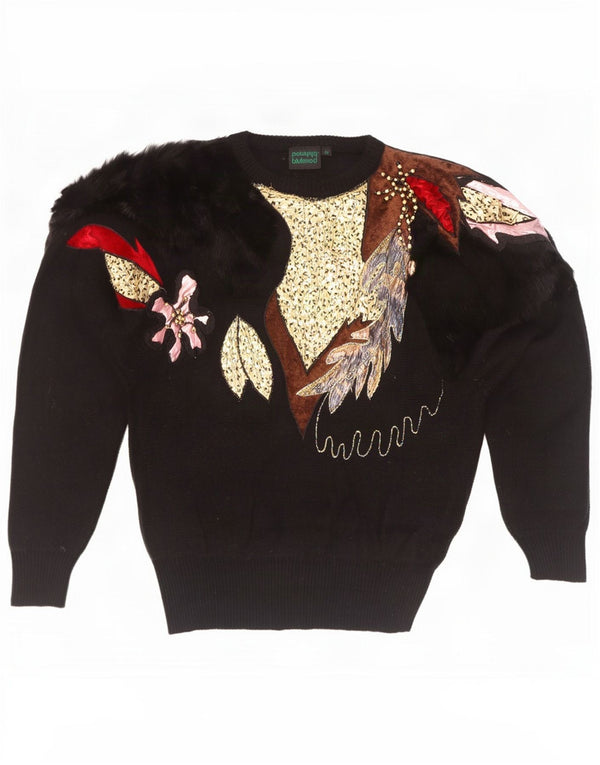 Bluhmod Pulover pentru femei, cu croială nouă, cu decolteu rotund, EU 40 Medium Negru