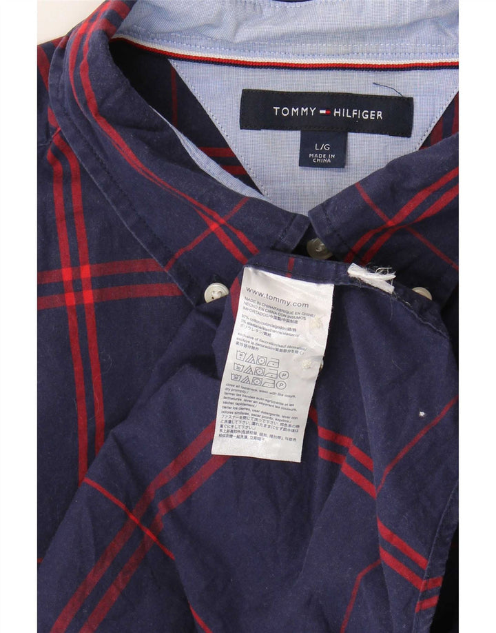 Cămașă pentru bărbați Tommy Hilfiger, mare din bumbac cu carouri bleumarin