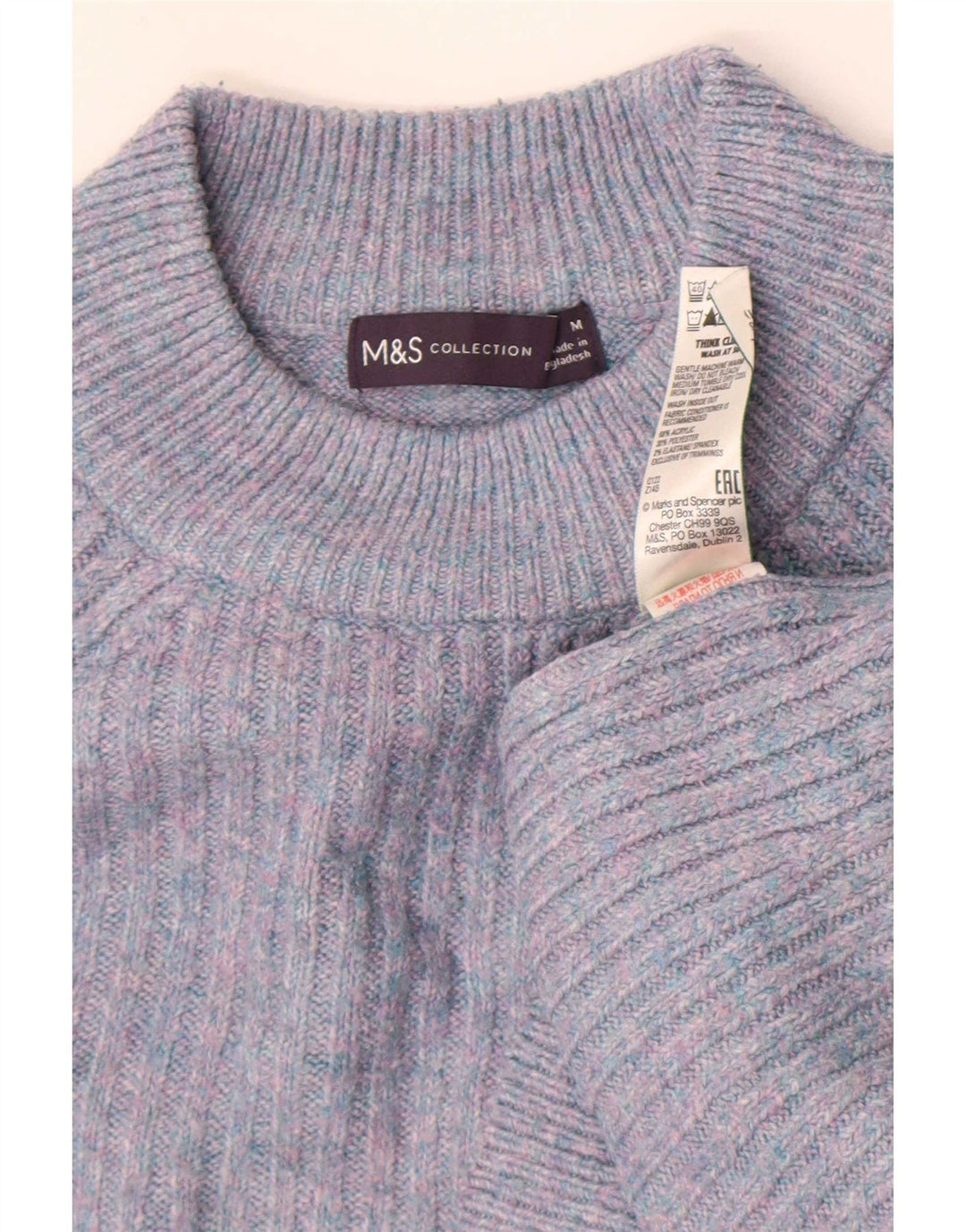 Pulover pentru femei Marks & Spencer cu decolteu triplu UK 14 Medium Bleumarin