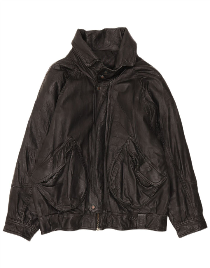 Jachetă de piele vintage pentru bărbați UK 42 XL din piele neagră