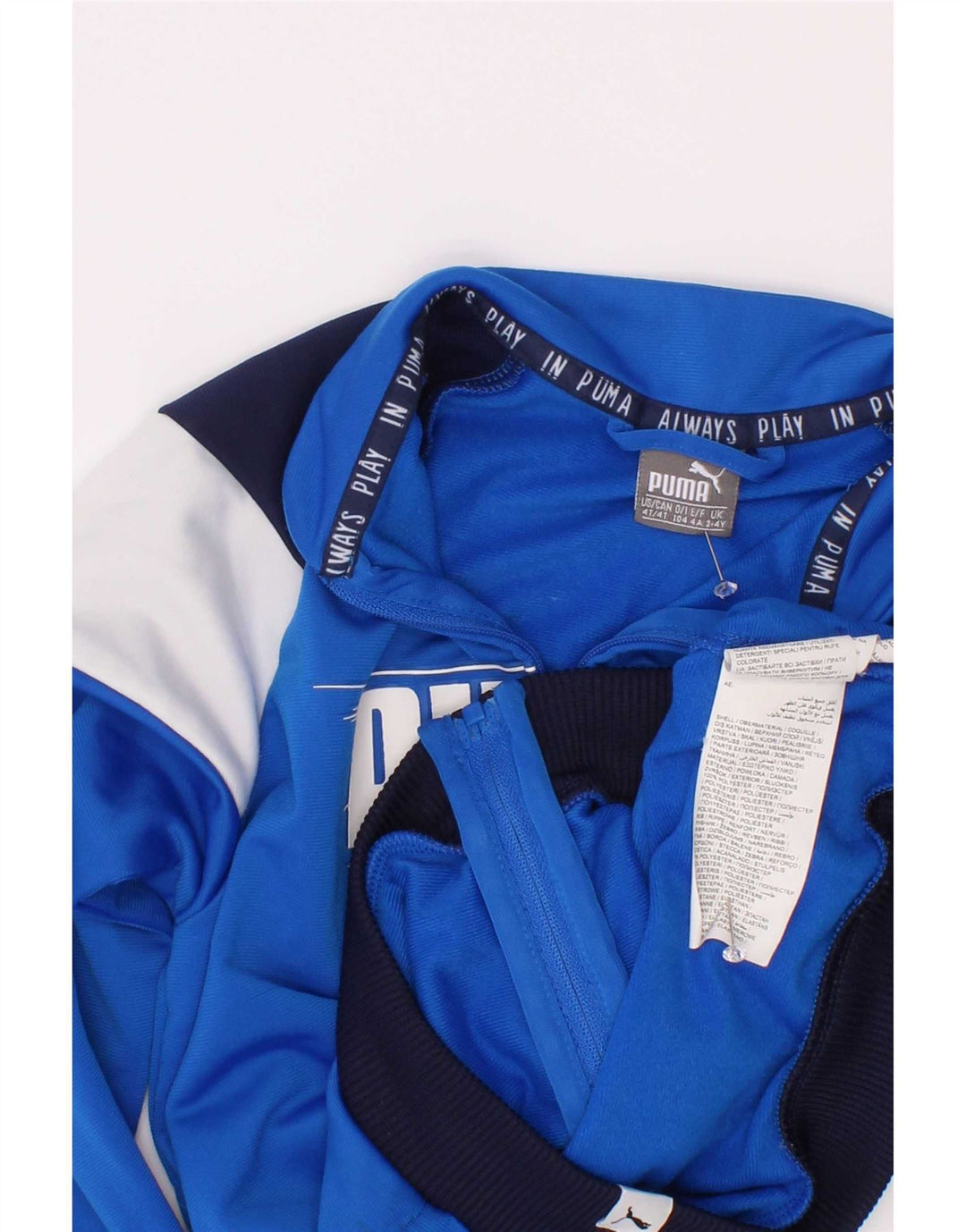 Jachetă de trening cu grafic Puma pentru băieți, 3-4 ani, poliester color bloc albastru