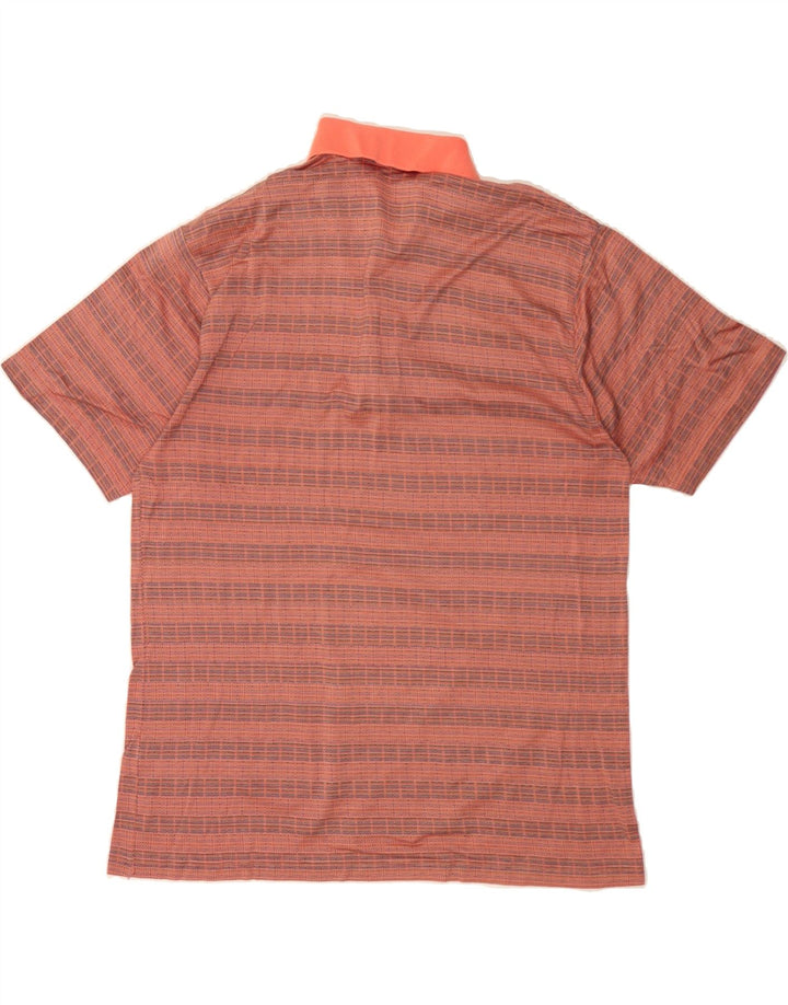 VINTAGE Mens Polo Shirt Large Maroon Striped Cotton Vintage Vintage and Second-Hand Vintage from Messina Hembry 