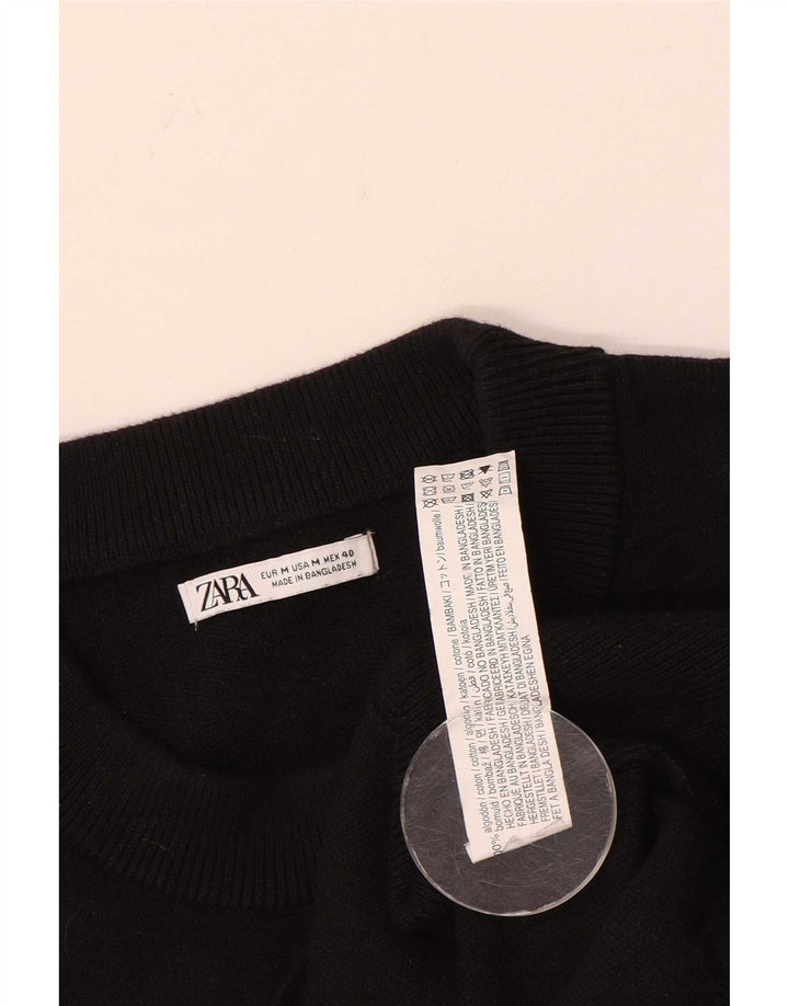 Pulover pentru bărbați Zara, cu gât crew, bumbac mediu negru
