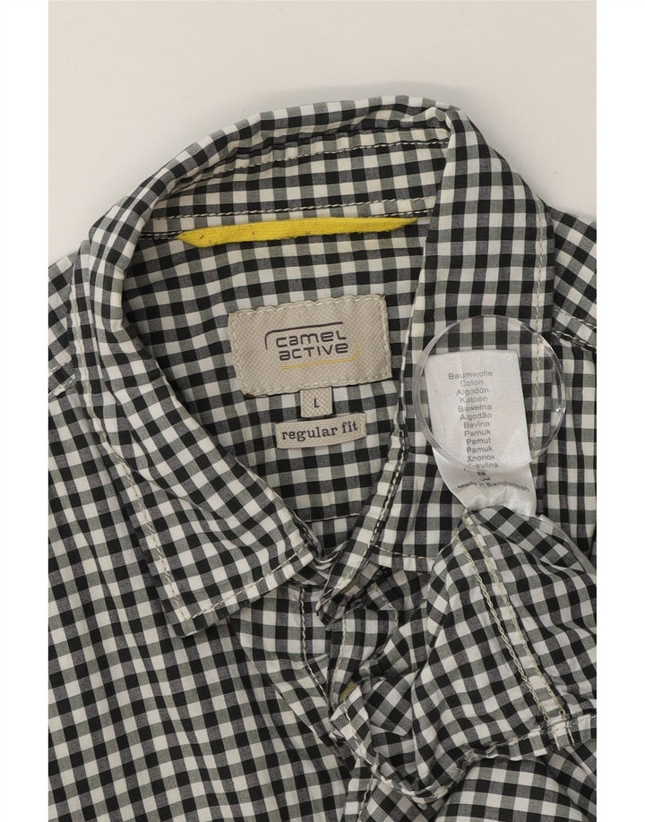 CAMEL ACTIVE Mens Regular Fit Shirt Large Black Gingham Cotton Vintage Camel Active and Second-Hand Camel Active from Messina Hembry 