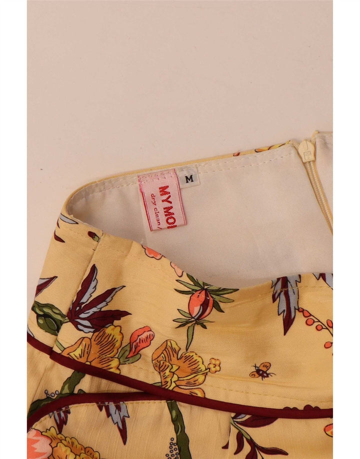 Fusta Midi Vintage Femei Medium W28 Galben Floral