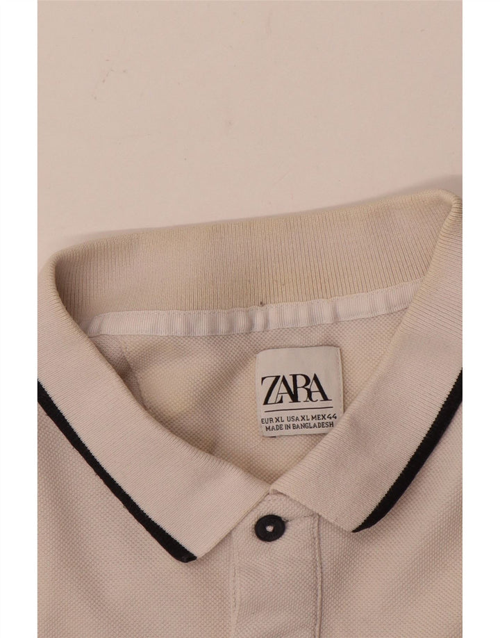 Tricou polo pentru bărbați Zara XL, alb, bloc de culoare
