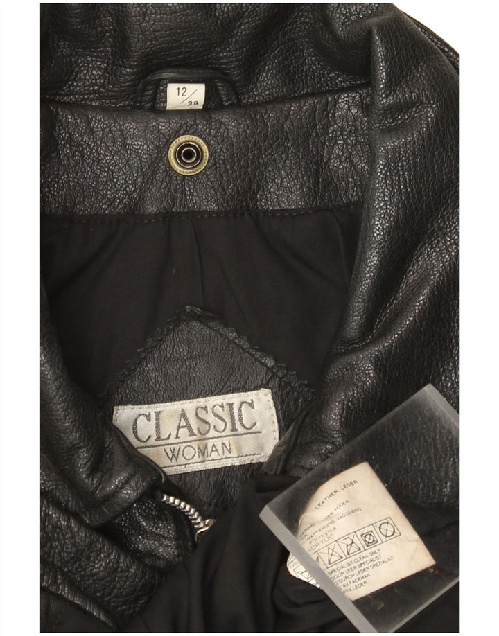 Jachetă de piele CLASSIC pentru femei UK 12 Medium Black Leather