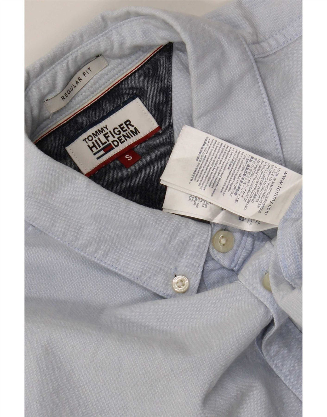 Cămașă Tommy Hilfiger pentru bărbați, bumbac albastru mic