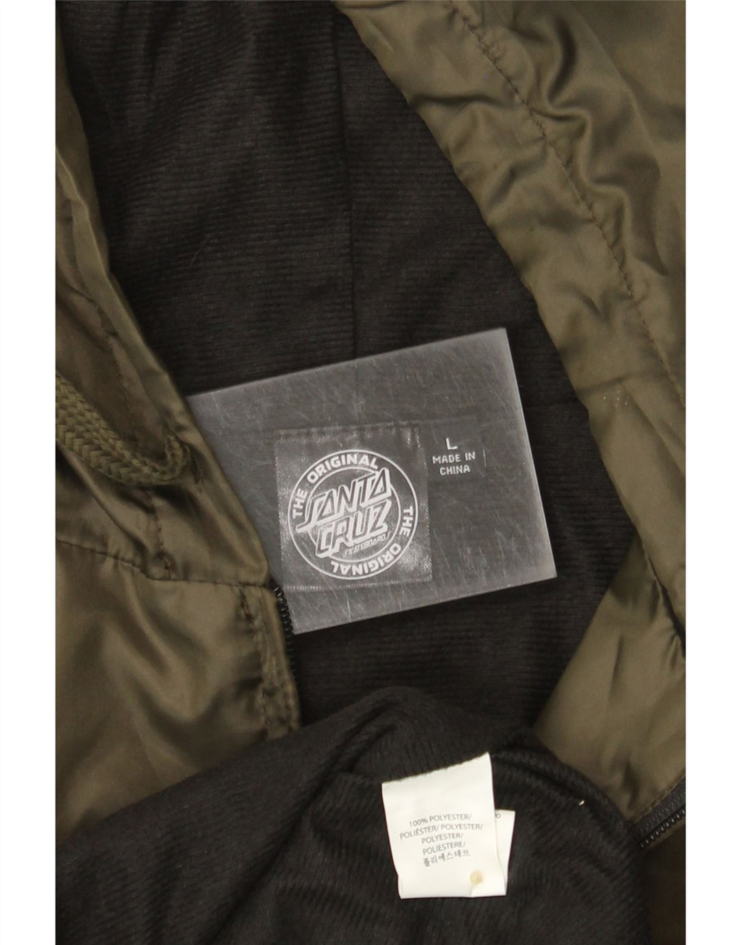 Jachetă bomber cu glugă cu glugă pentru bărbați Santa Cruz UK 40 Poliester kaki mare