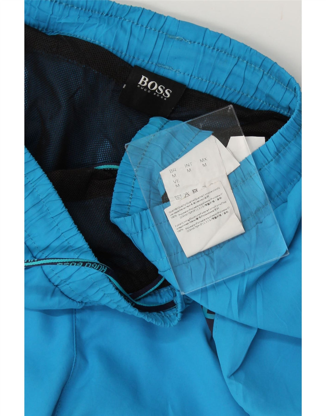HUGO BOSS Mens Sport Shorts Medium Blue Colourblock Polyester Vintage Hugo Boss and Second-Hand Hugo Boss from Messina Hembry 