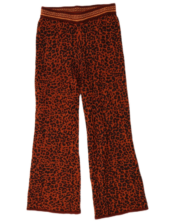 Pantaloni casual din tricot cu picioare largi Zara pentru femei Mici L26 L26 Maro Animal Print