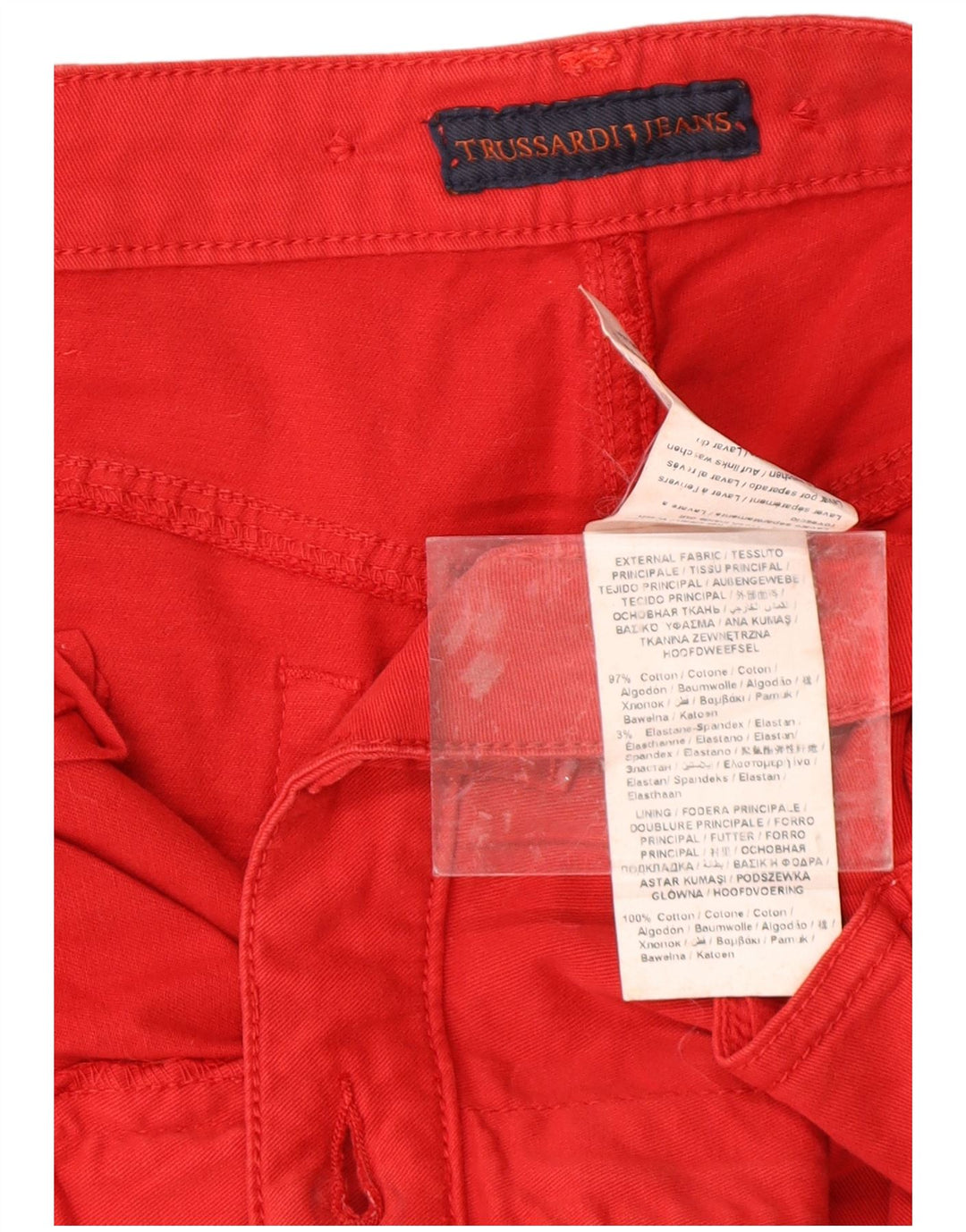 TRUSSARDI Pantaloni Drepți Damă Casual W34 L26 Bumbac Roșu