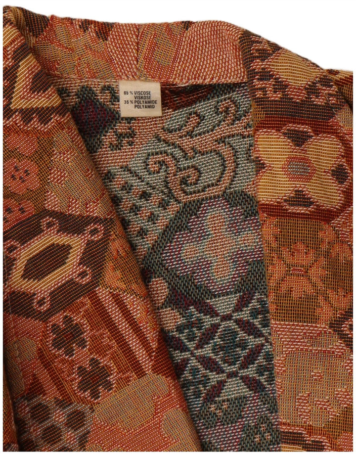 Jachetă vintage pentru femei crop blazer UK 14 Medium Brown Geometric
